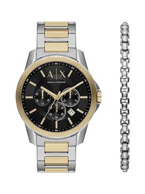 Armani Exchange zegarek i bransoletka kolor czarny