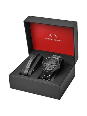Armani Exchange zegarek i bransoletka męski kolor czarny
