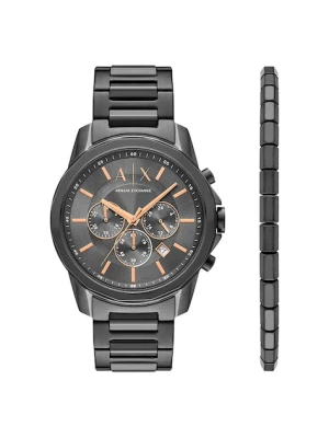 Armani Exchange zegarek i bransoletka męski kolor czarny AX7170SET