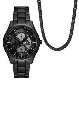 Armani Exchange zegarek i naszyjnik kolor czarny AX7160SET