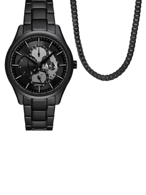 Armani Exchange zegarek i naszyjnik kolor czarny AX7160SET