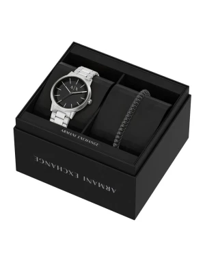 Armani Exchange Zestaw zegarek i bransoletka Cayde Gift Set AX7182SET Srebrny