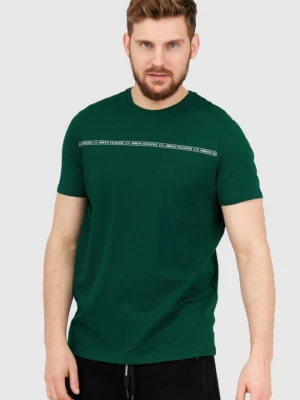 ARMANI EXCHANGE Zielony t-shirt męski z paskiem z logo, Rozmiar XXL