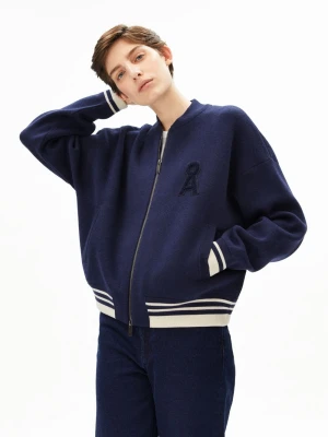 ARMEDANGELS Bluza damska z zawartością wełny - Iconic Bomber Kobiety niebieski jednolity,
