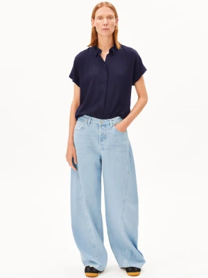 ARMEDANGELS Bluzka damska - Larisaana Kobiety wiskoza (100%) niebieski jednolity,