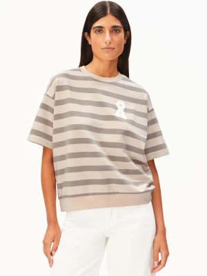 ARMEDANGELS Damska bluza z krótkim rękawem - Bamikaa Stripe Kobiety Bawełna (100%) biały|szary,