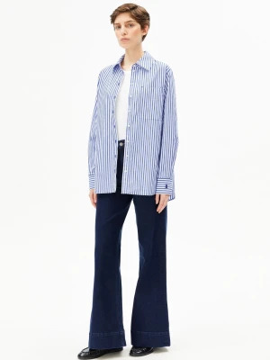 ARMEDANGELS Damska bluzka koszulowa - Stripe Loose Kobiety Bawełna (100%) niebieski|biały w paski,