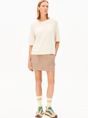 ARMEDANGELS Damska koszula z dzianiny z zawartością lnu - SL Linen Blend Kobiety Bawełna beżowy jednolity,