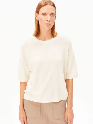 ARMEDANGELS Damska koszula z dzianiny z zawartością lnu - SL Linen Blend Kobiety Bawełna beżowy jednolity,