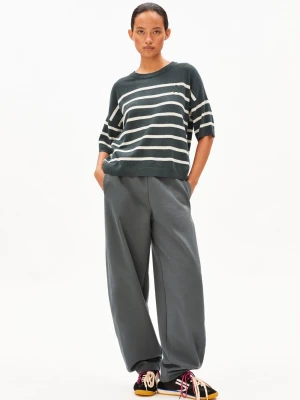 ARMEDANGELS Damska koszula z dzianiny z zawartością lnu - Stripe Linen Blend Kobiety Bawełna szary w paski,