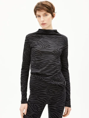 ARMEDANGELS Damska koszulka z długim rękawem - Calunaa Zebraraa Kobiety Bawełna czarny|szary wzorzysty,