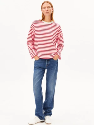 ARMEDANGELS Damska koszulka z długim rękawem - Frankaa Marlen Stripe Kobiety Bawełna (100%) czerwony w paski,