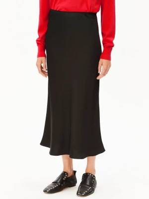 ARMEDANGELS Damska satynowa spódnica - Lenovaa Kobiety Satyna czarny jednolity,