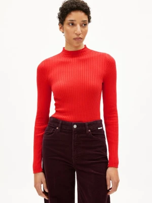 ARMEDANGELS Damski sweter z dzianiny - Alaania Kobiety Bawełna czerwony jednolity,