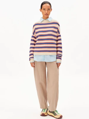 ARMEDANGELS Damski sweter z dzianiny - Merinaa Kobiety Bawełna (100%) biały|niebieski|czerwony w paski,