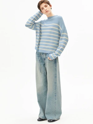 ARMEDANGELS Damski sweter z dzianiny - Merinaa Kobiety Bawełna (100%) biały|niebieski w paski,