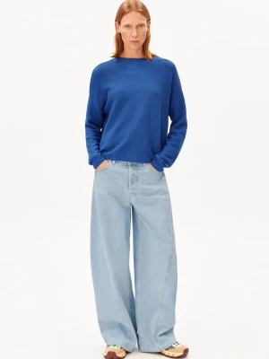 ARMEDANGELS Damski sweter z dzianiny - Merinaa Kobiety Bawełna (100%) niebieski wypukły wzór tkaniny,