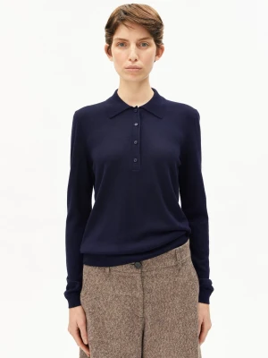 ARMEDANGELS Damski sweter z dzianiny z wełny merynosów - Maargo Kobiety Wełna niebieski jednolity,