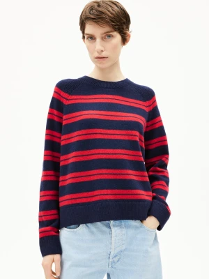 ARMEDANGELS Damski wełniany sweter z dzianiny - Liliriaa Kobiety Wełna niebieski|czerwony w paski,