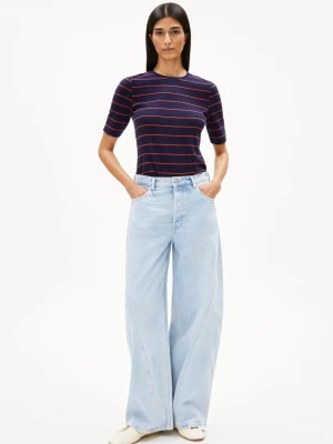 ARMEDANGELS Koszulka damska - Jaanisara Kobiety Bawełna niebieski w paski,