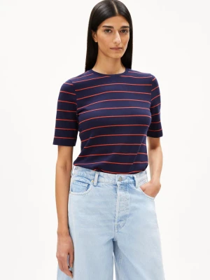 ARMEDANGELS Koszulka damska - Jaanisara Kobiety Bawełna niebieski w paski,