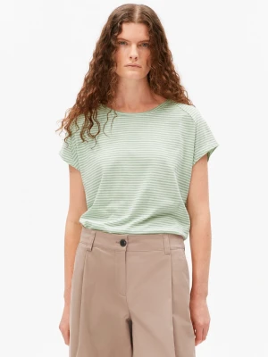ARMEDANGELS Koszulka damska - Slub Jersey Stripe Kobiety Bawełna (100%) zielony w paski,