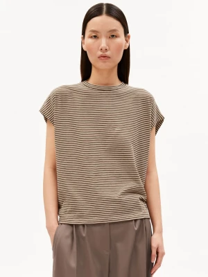 ARMEDANGELS Koszulka - Slub Jersey Stripe Kobiety Bawełna brązowy | wielokolorowy