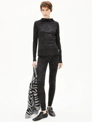 ARMEDANGELS Legginsy - Faribaa Zebraraa Kobiety Bawełna czarny|szary wzorzysty,