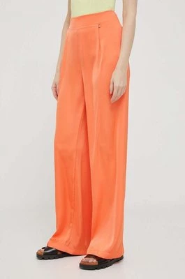 Artigli spodnie damskie kolor pomarańczowy szerokie high waist