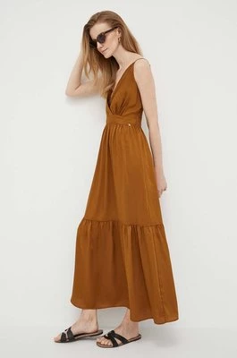 Artigli sukienka kolor brązowy maxi rozkloszowana