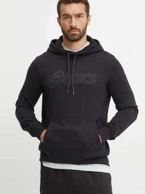 Asics bluza męska kolor czarny z kapturem z aplikacją 2031E187
