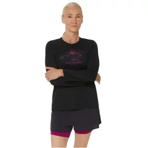 ASICS Fujitrail Logo LS Top 2012D042-001, Damskie, Czarne, longsleevy, poliester, rozmiar: L