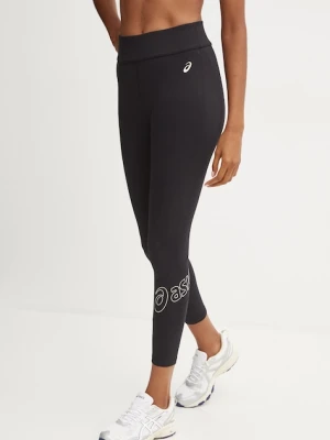 Asics legginsy damskie kolor czarny z aplikacją 2032C943
