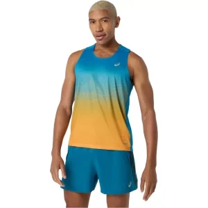 ASICS Road Fade Singlet 2011D522-400, Męskie, Niebieskie, t-shirty, poliester, rozmiar: L