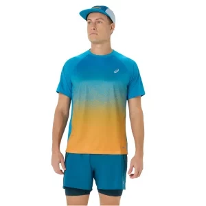 ASICS Road Fade SS Top 2011D512-400, Męskie, Niebieskie, t-shirty, poliester, rozmiar: L