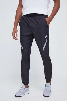 Asics spodnie do biegania kolor czarny z nadrukiem