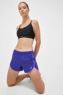 Asics szorty do biegania Icon kolor fioletowy gładkie medium waist