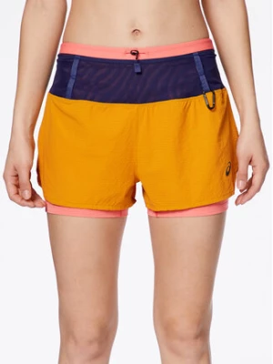 Asics Szorty sportowe ASICS Fujitrail 2-N-1 Short Pomarańczowy Regular Fit