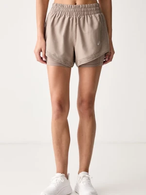 Asics szorty sportowe damskie NAGINO RUN 2-N-1 SHORT beżowy