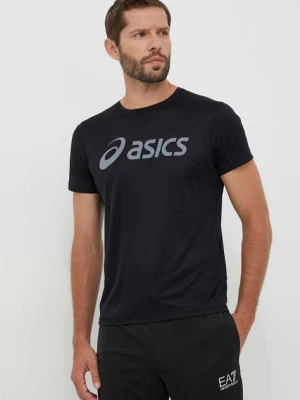 Asics t-shirt do biegania kolor czarny z nadrukiem