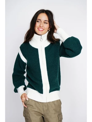 ASSUILI Kardigan w kolorze ciemnozielono-białym rozmiar: 42