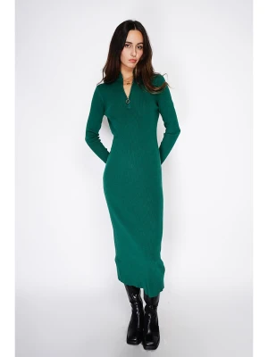 ASSUILI Kaszmirowa sukienka dzianinowa w kolorze ciemnozielonym rozmiar: 42