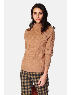 ASSUILI Kaszmirowy sweter w kolorze jasnobrązowym rozmiar: 42