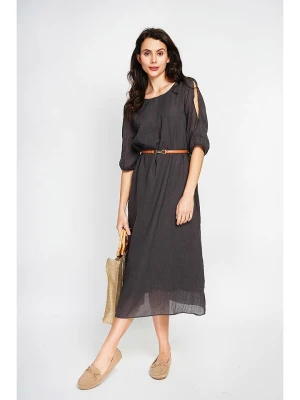 ASSUILI Lniana sukienka w kolorze czarnym rozmiar: 38