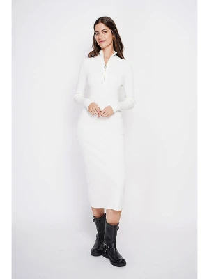ASSUILI Sukienka dzianinowa w kolorze białym rozmiar: 40