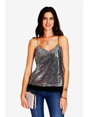 ASSUILI Top cekinowy w kolorze czarno-srebrnym rozmiar: 34