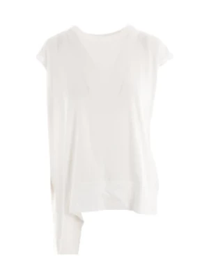 Asymetryczna Biała Koszulka z Bawełny Yohji Yamamoto