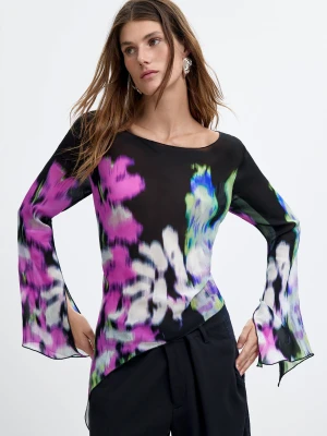 Asymetryczna bluzka we wzory M. C. Lacroix Desigual czarny