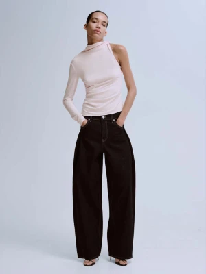 Asymetryczna bluzka z długim rękawem blady róż - Kobieta - - MANGO