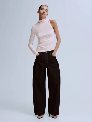 Asymetryczna bluzka z długim rękawem blady róż - Kobieta - - MANGO